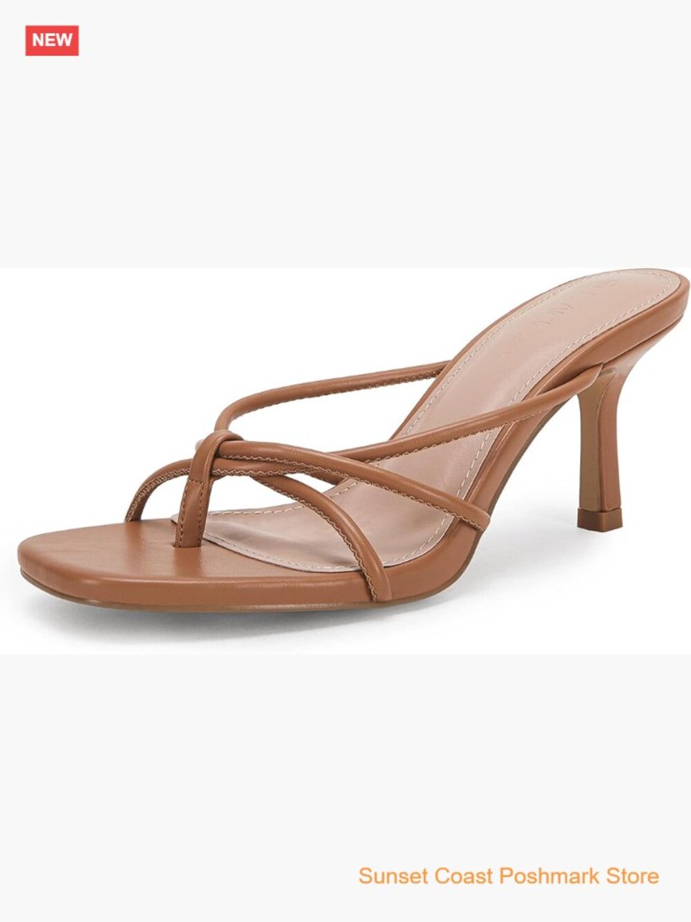Square Open Toe Stiletto Heels Strappy Thong Slide Sandals - Knot Detail